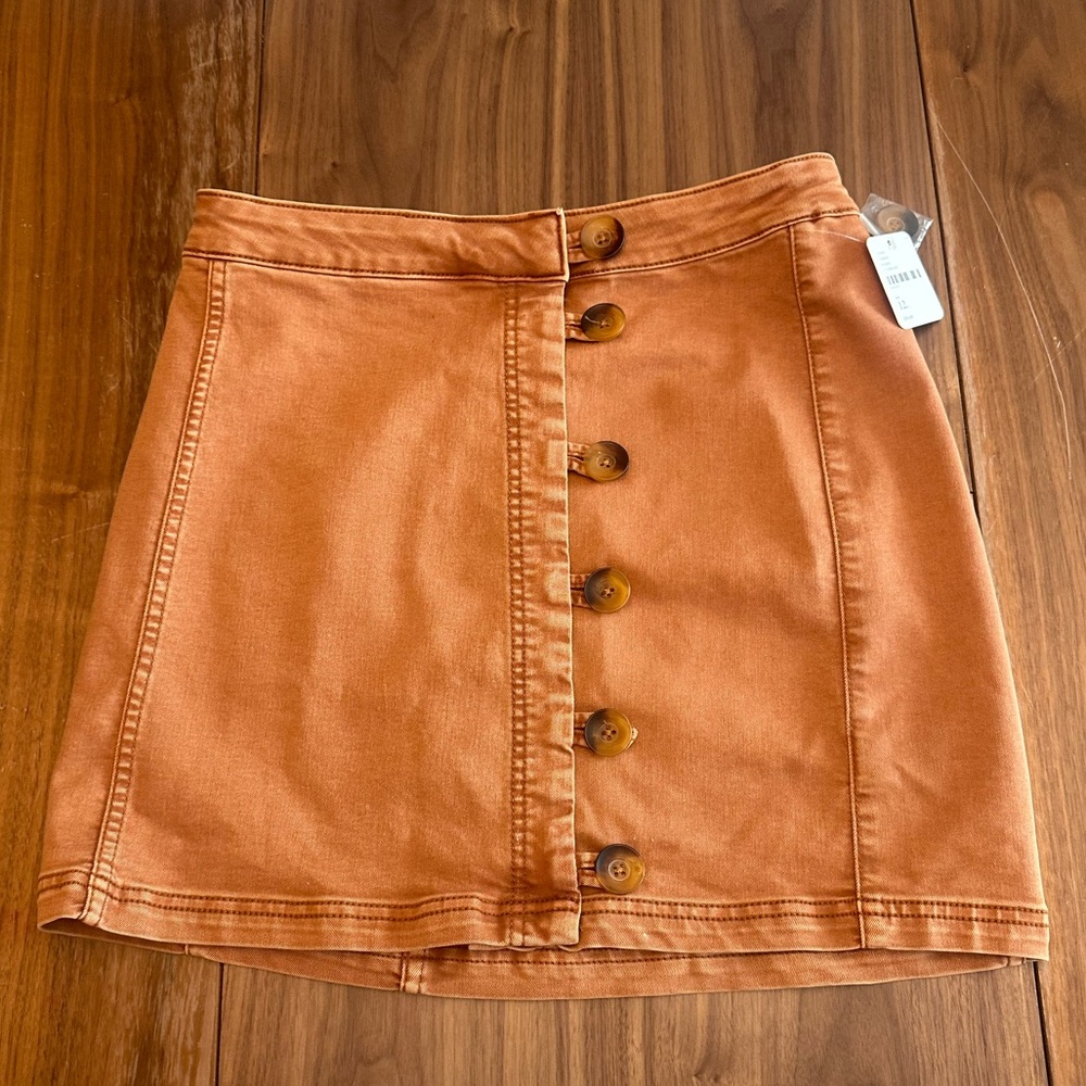 Free People Tortoise Shell Button Up Mini Skirt